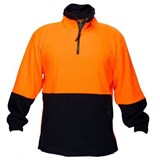 PRIME MOVER MF115 HIVIS POLAR FLEECE JUMPER LONG SLEEVE 14 ZIP 2TONE