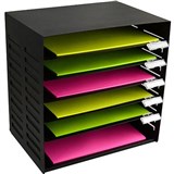 ITALPLAST ADJUSTABLE METAL STATIONERY RACK 6TIER BLACK