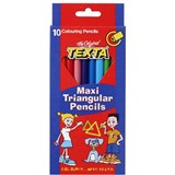 TEXTA MAXI SIZE TRIANGULAR COLOURED PENCILS ASSORTED PACK 10