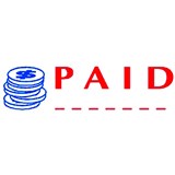 DESKMATE PREINKED MESSAGE STAMP PAID AND DATE BLUERED