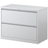 STEELCO LATERAL FILING CABINET 2 DRAWER 710 X 915 X 463MM WHITE SATIN