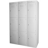 STEELCO PERSONNEL LOCKER 3 DOOR BANK OF 3 380MM SILVER GREY