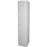STEELCO PERSONNEL LOCKER 3 DOOR LATCHLOCK 380MM SILVER GREY