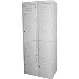 STEELCO PERSONNEL LOCKER 4 DOOR BANK OF 2 380MM SILVER GREY