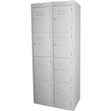 STEELCO PERSONNEL LOCKER 4 DOOR BANK OF 2 LATCHLOCK 380MM SILVER GREY