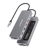 MBEAT ELITE 9IN1 USBC MULTIPORT HUB WITH BUILTIN M2 NVME SSD ENCLOSURE GREY