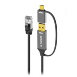 MBEAT TOUGH LINK USB AND USBC TO RJ45 ETHERNET 2M CABLE SPACE GREY