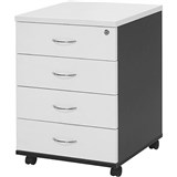 LOGAN MOBILE PEDESTAL 4DRAWER LOCKABLE WHITEIRONSTONE