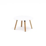 OLG PLANTATION ROUND TABLE 4 LEG BLACK HOUSING 1200MM WHITE TOPOAK LEGS