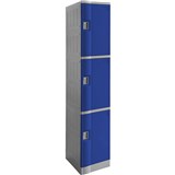 STEELCO ABS PLASTIC LOCKER 3 DOOR 380 X 500 X 1940MM BLUE