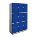 STEELCO ABS PLASTIC LOCKER 3 DOOR TRIPLE BANK 1940 X 1146 X 500MM