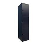 STEELCO FLUSH LOCKER 3 DOOR 1890 X 400 X 500MM BLACK SATIN