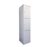 STEELCO FLUSH LOCKER 3 DOOR 1890 X 400 X 500MM WHITE SATIN