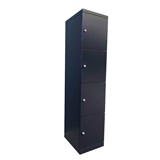 STEELCO FLUSH LOCKER 4 DOOR 1890 X 400 X 500MM BLACK SATIN