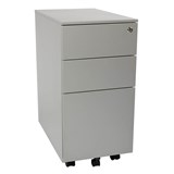 STEELCO SLIMLINE MOBILE PEDESTAL BBF 615 X 300 X 500MM SILVER SATIN