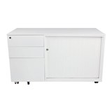 STEELCO TRIMLINE MOBILE CADDY LEFT HAND ORIENTATION 615 X 1050 X 500MM WHITE SATIN