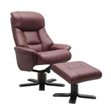 PICASSO MAJESTIC HIGH BACK CHAIR WITH OTTOMAN BURGANDY