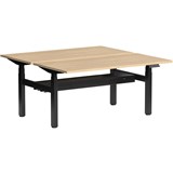 OLG KLASS 3C2M ELECTRIC 2PERSON DSD WORKSTATION WITH CABLE MANAGEMENT 1200 X 750MM BLACK FRAME SMOOTH NEW OAK