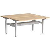 OLG KLASS 3C2M ELECTRIC 2PERSON DSD WORKSTATION WITH CABLE MANAGEMENT 1200 X 750MM WHITE FRAME SMOOTH NEW OAK