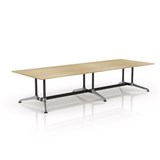 OLG MODULUS MEETING TABLE TWIN POST COLLAR LEG 3600 X 1200MM 2 PIECE TOPS NEW OAK