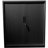 STEELCO TAMBOUR DOOR CABINET 2 SHELVES 1015H X 1200W X 463D MM BLACK SATIN