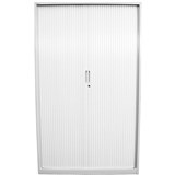 STEELCO TAMBOUR DOOR CABINET 3 SHELVES 1200H X 900W X 463D MM WHITE SATIN