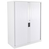 STEELCO TAMBOUR DOOR CABINET 3 SHELVES 1320H X 900W X 463D MM SILVER GEY