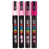 POSCA PC5M PAINT MARKER BULLET MEDIUM 25MM ASSORTED PINK PACK 4