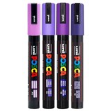POSCA PC5M PAINT MARKER BULLET MEDIUM 25MM ASSORTED PURPLE PACK 4