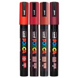 POSCA PC5M PAINT MARKER BULLET MEDIUM 25MM ASSORTED RED PACK 4