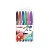 PENTEL S520 SIGN PEN 08MM ASSORTED PACK 6