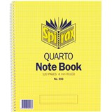 SPIRAX 593 NOTEBOOK 8MM RULED SPIRAL BOUND SIDE OPEN 120 PAGE QUARTO 252 X 200MM