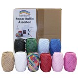 RAINBOW PAPER RAFFIA 10M ROLLS ASSORTED ASSORTED COLOURS PACK 20