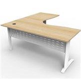 RAPID SPAN DELUXE CORNER WORKSTATION METAL MODESTY PANEL 1800 X 1500 X 730MM NATURAL OAKWHITE