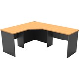 RAPID WORKER CORNER WORKSTATION COMPLETE 1800 X 1500 X 600MM BEECHIRONSTONE