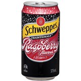 SCHWEPPES TRADITIONALS RASPBERRY SODA CAN 375ML PACK 10