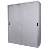STEELCO SLIDING DOOR CABINET 3 SHELVES 1830 X 1500 X 465MM SILVER GREY