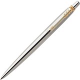 PARKER JOTTER BALLPOINT PEN MEDIUM BLUE INK STAINLESS STEEL GOLD TRIM