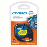 DYMO 91332 LETRATAG PLASTIC LABELLING TAPE 12MM BLACK ON YELLOW