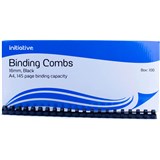 INITIATIVE PLASTIC BINDING COMB ROUND 21 LOOP 16MM A4 BLACK BOX 100