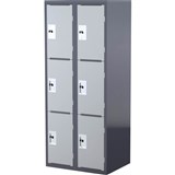 STEELCO SCHOOL HEAVY DUTY LOCKER 3 DOOR BANK OF 2 380MM DARKLIGHT GREY