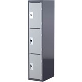 STEELCO SCHOOL HEAVY DUTY LOCKER 3 DOOR 380MM DARKLIGHT GREY