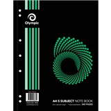 OLYMPIC SL865 SPIRAL 5SUBJECT NOTEBOOK 8MM RULED 240 PAGE 55GSM A4 PACK 5