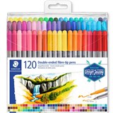 STAEDTLER 3200 DOUBLE ENDED FIBRETIB PENS ASSORTED BOX 120