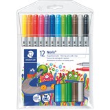 STAEDTLER 320 NORIS CLUB DUAL NIB FIBRE TIP PENS 1030MM ASSORTED WALLET 12