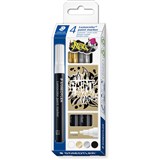 STAEDTLER 349 LUMOCOLOR PAINT MARKER BULLET 24MM METALLIC ASSORTED PACK 4