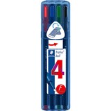 STAEDTLER 437 TRIPLUS BALLPOINT PEN FINE ASSORTED PACK 4