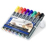 STAEDTLER 350 LUMOCOLOR PERMANENT MARKER CHISEL 50MM ASSORTED WALLET 8