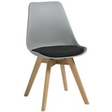 RAPIDLINE VIRGO BREAK OUT CHAIR OAK COLOURED TIMBER LEG WITH POLYPROPYLENE SHELL SEAT GREYBLACK