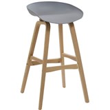 RAPIDLINE VIRGO BARSTOOL OAK COLOURED TIMBER FRAME WITH POLYPROPYLENE SHELL SEAT GREY